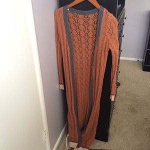 Crochet floor length cardigan