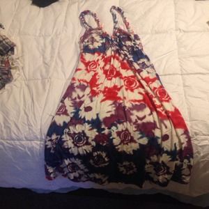 Red white and blue tie dye mini dress or tunic