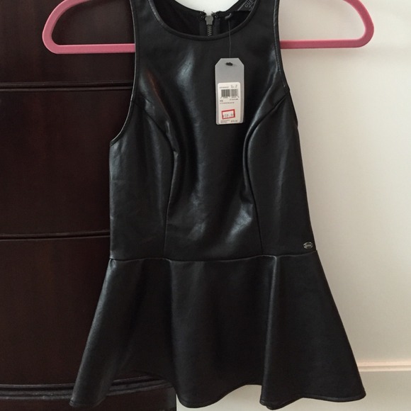 Faux leather peplum shirt