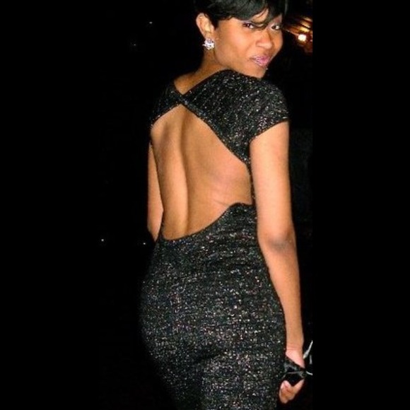 Black sparkly body con dress