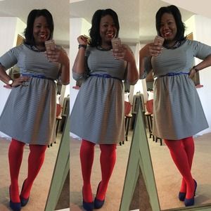 Black & white striped dress