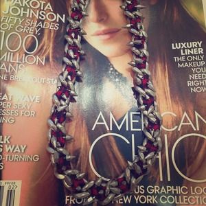 ZARA Plaid & Metal Spike Necklace