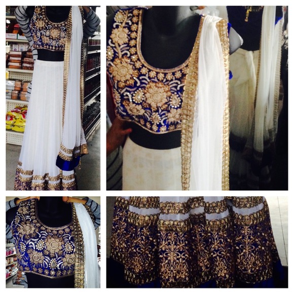 White and blue lengha