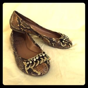 Animal print flats with silver and diamond decor