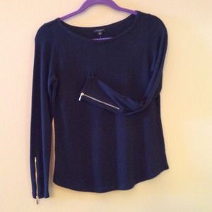 Navy long-sleeve knit top