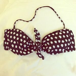 Black and white polka dot bikini top