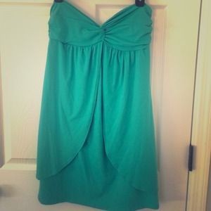 Bright green strapless dress