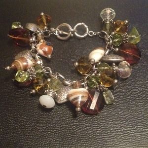 Beautiful sterling silver and stone charm bracelet