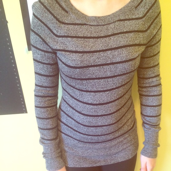 Gray and black striped sweater
