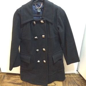 Marc Jacobs black peacoat with silver detail