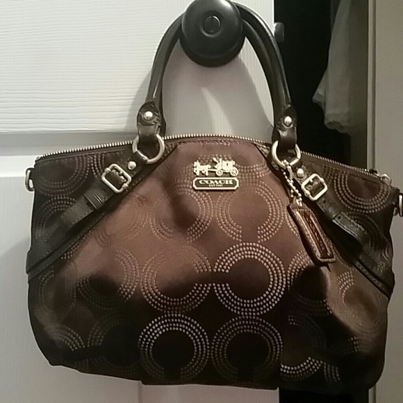 Authentic brown Coach bag w/ strap and storage bag