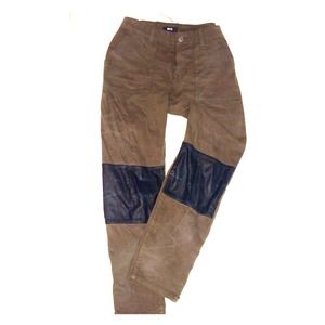 BDG ankle-zip skinnies w/ leather knee patches