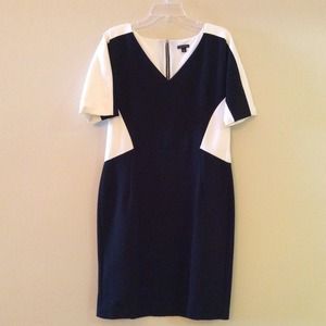 Ann Taylor Black and Cream Color-Block Dress