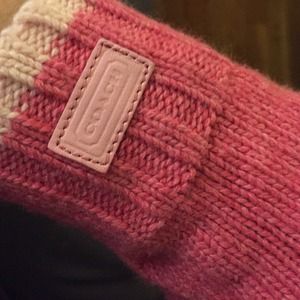 Pink knit Coach gloves