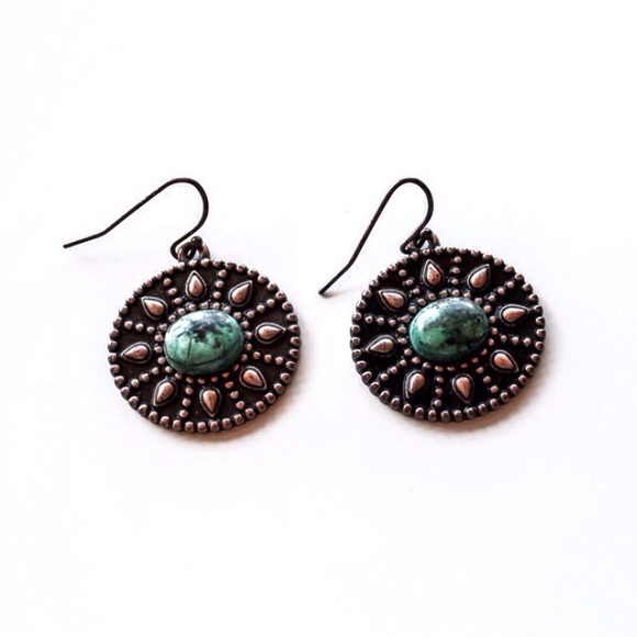 Chico's Jewelry - •chico's• copper sunburst turquoise earrings