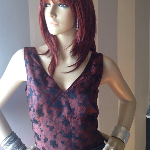 Ann Taylor NWT Rust silk jacquard dress - Picture 2 of 4