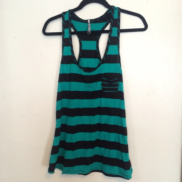 Turquoise&Black Striped Tank Top