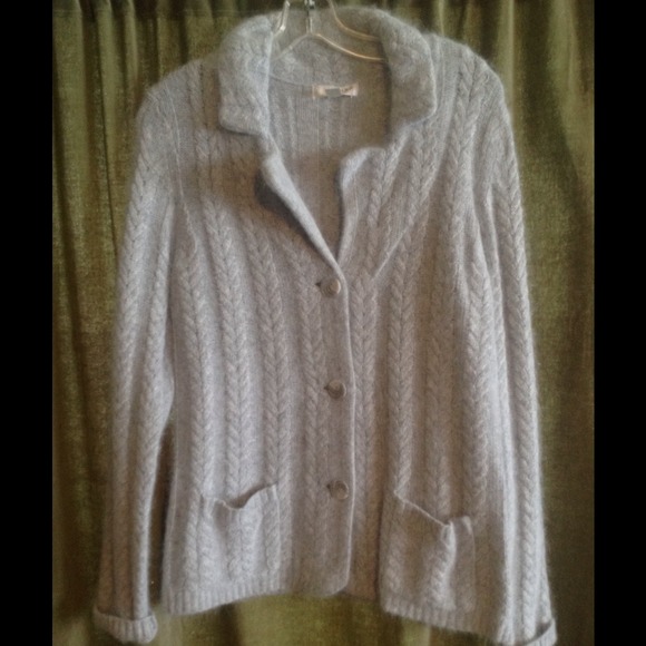 Kenar gray angora blend button down sweater