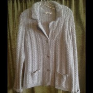 Kenar gray angora blend button down sweater