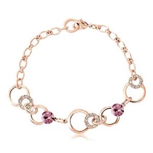 NEW rose gold link bracelet pink Swarovski crystal