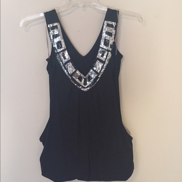 Sequined Black Top