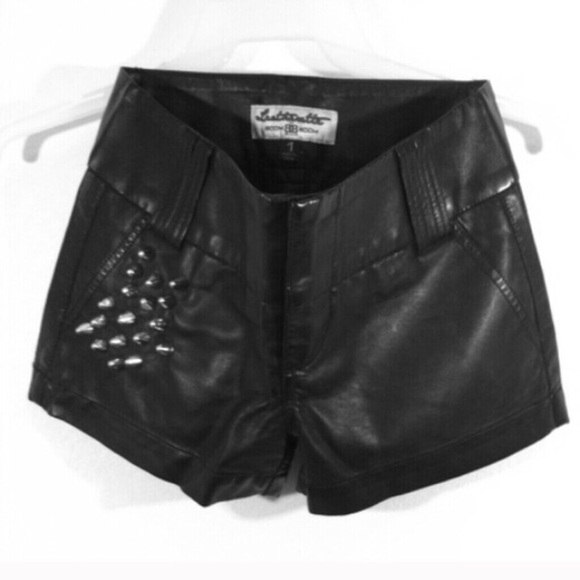 faux leather high waisted studded shorts