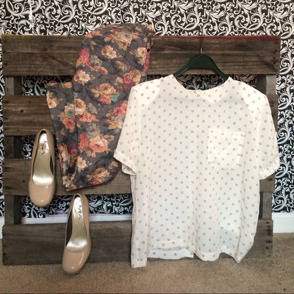 Cream Polka Dot Top