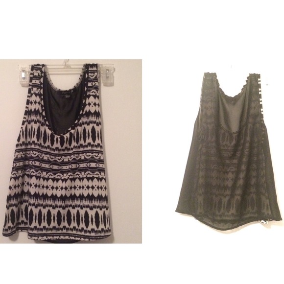 Black & White Printed Tank with Sheer Back!