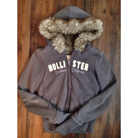 fur-lined hollister jacket/sweater