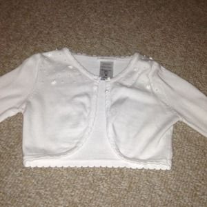 White flower and pearl studded sweater