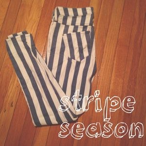 High Waisted Stripe Pants NWOT