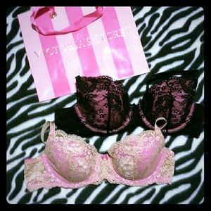 Victorias Secret lightly lined lace demi Set of 2