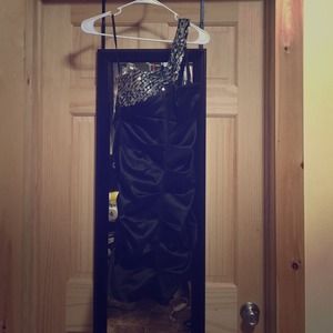 Black silky shiny dress