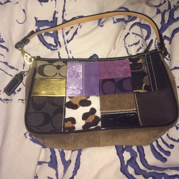 Coach Multi Colored/Brown/Gold/Animal Print Purse