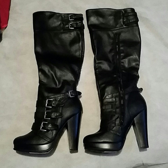 Black high heel boots