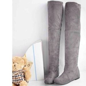 Thigh High Grey Suede Boots