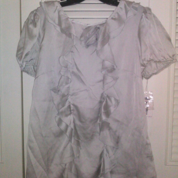 Beautiful Silver Silky Blouse