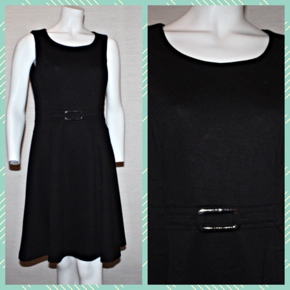 Style & Co. Black Belted Scoop Neck Dress