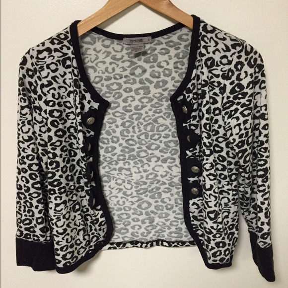 Black and white animal print cardigan