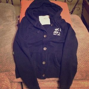 Navy Hollister button up hoodie 🌺