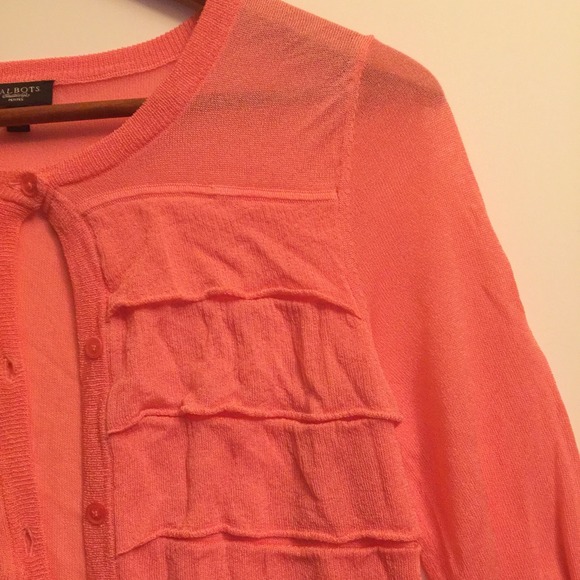 Talbots Lightweight Coral Ruffle Cardigan - Picture 3 of 4