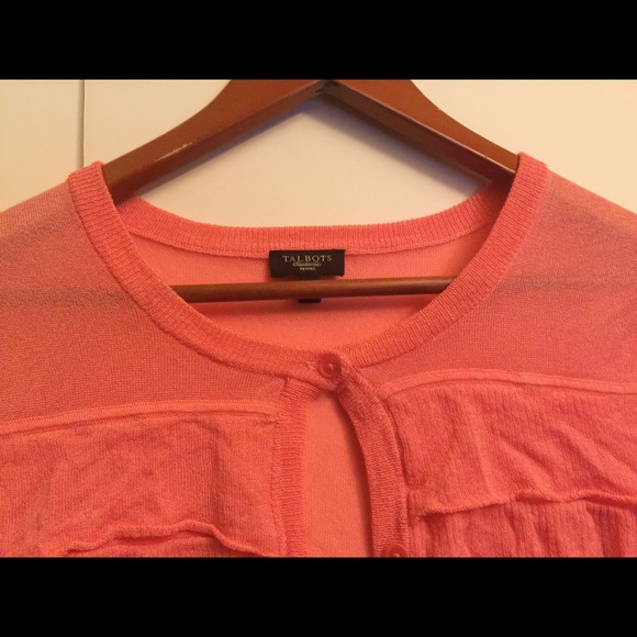 Talbots Lightweight Coral Ruffle Cardigan - Picture 4 of 4