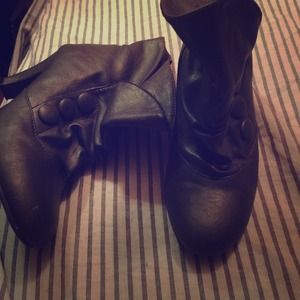 Grey heeled ankle boots