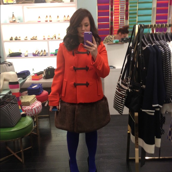Kate Spade Orange Faux Fur Allie Coat