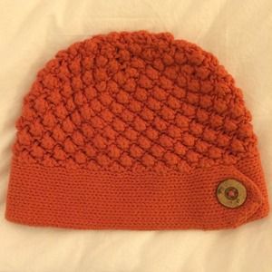 Orange Vintage Style Crochet Beanie