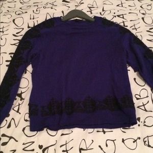 J.Crew purple sweater with Lace detailed sleeves