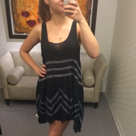 Free people black voile and lace trapeze slip. NWT - Picture 3 of 4