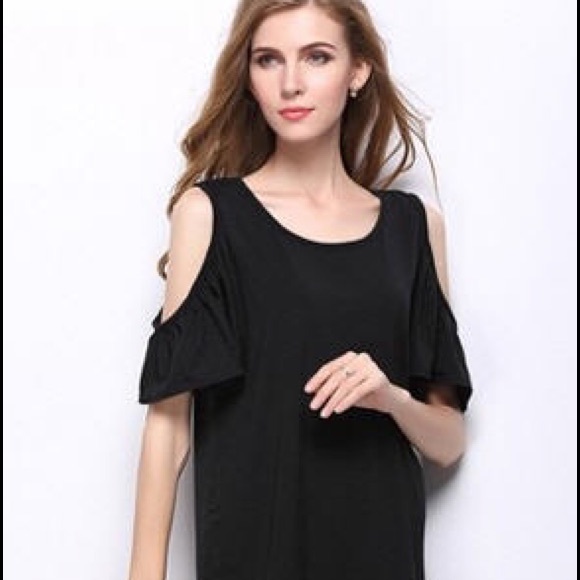 Black Open Shoulder Dress - Picture 3 of 4