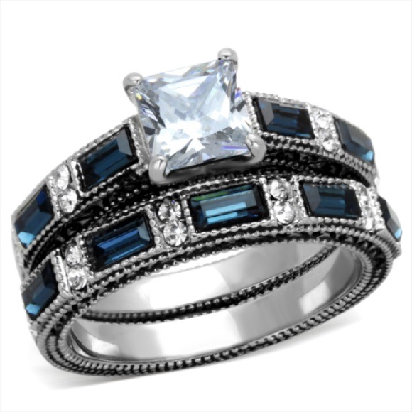 Something blue modern bridal set - Picture 1 of 4