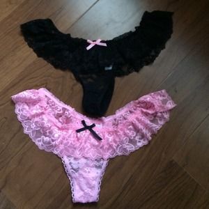 Sexy pink and black thongs
